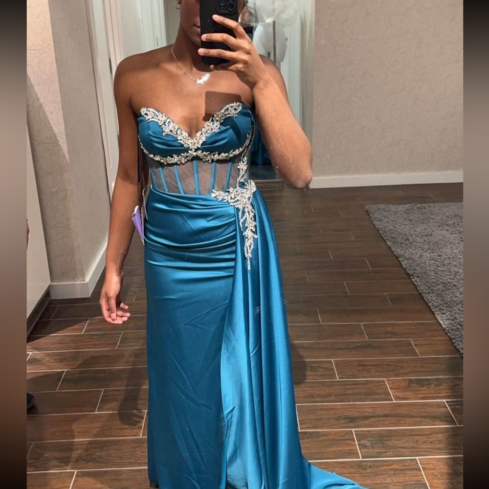 SATIN FITTED EMBELLISHMENT GOWN